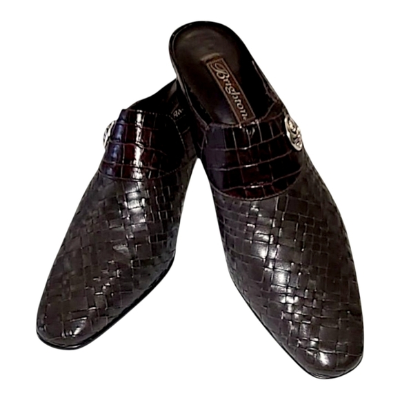 BRIGHTON, TRYST,  LEATHER CHOCLATE BROWN WEAVED MULE,  WOMENS , NWOT SIZE 10 - Picture 2 of 9